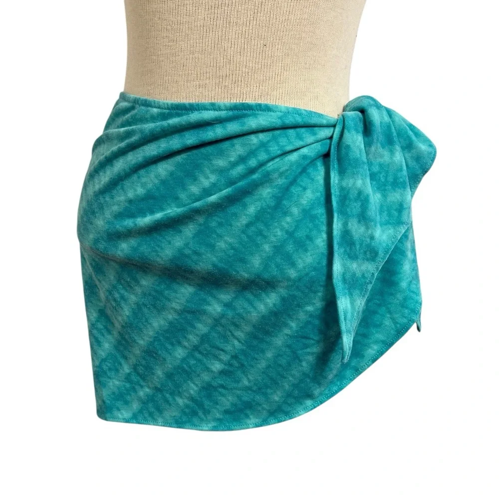 Robin Piccone Side-Tie Swim Wrap Skirt Sarong  Coverup Teal One Size